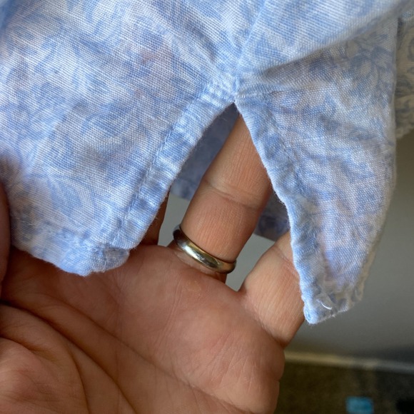 Joie Blue Floral Embroidered Linen Blend Tassel Peasant Blouse Womens Medium - Picture 7 of 15